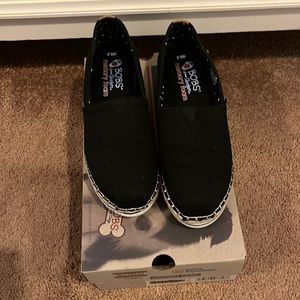 Lightly used memory foam black Bobs espadrilles, size 6.5W